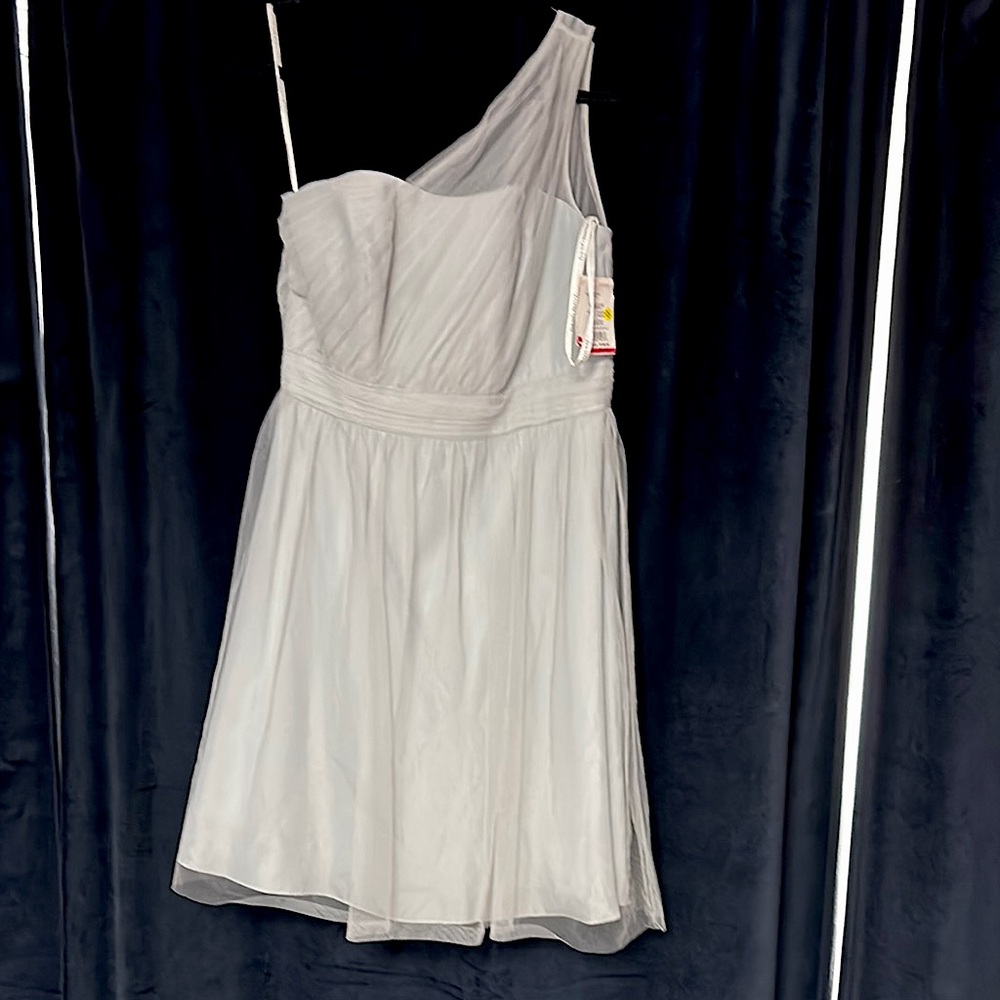 Elegant One-Shoulder Gray Dress size10